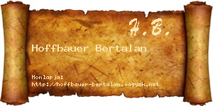 Hoffbauer Bertalan névjegykártya